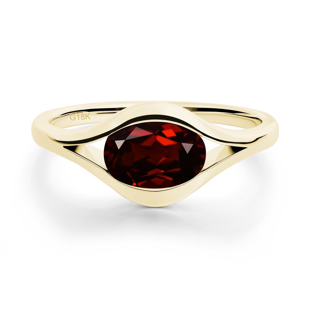 Oval Garnet Evil Eye Ring - LUO Jewelry #metal_18k yellow gold