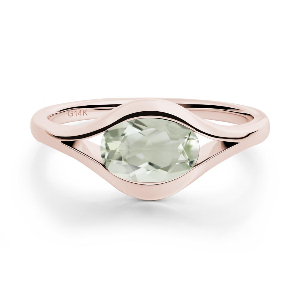 Oval Green Amethyst Evil Eye Ring - LUO Jewelry #metal_14k rose gold