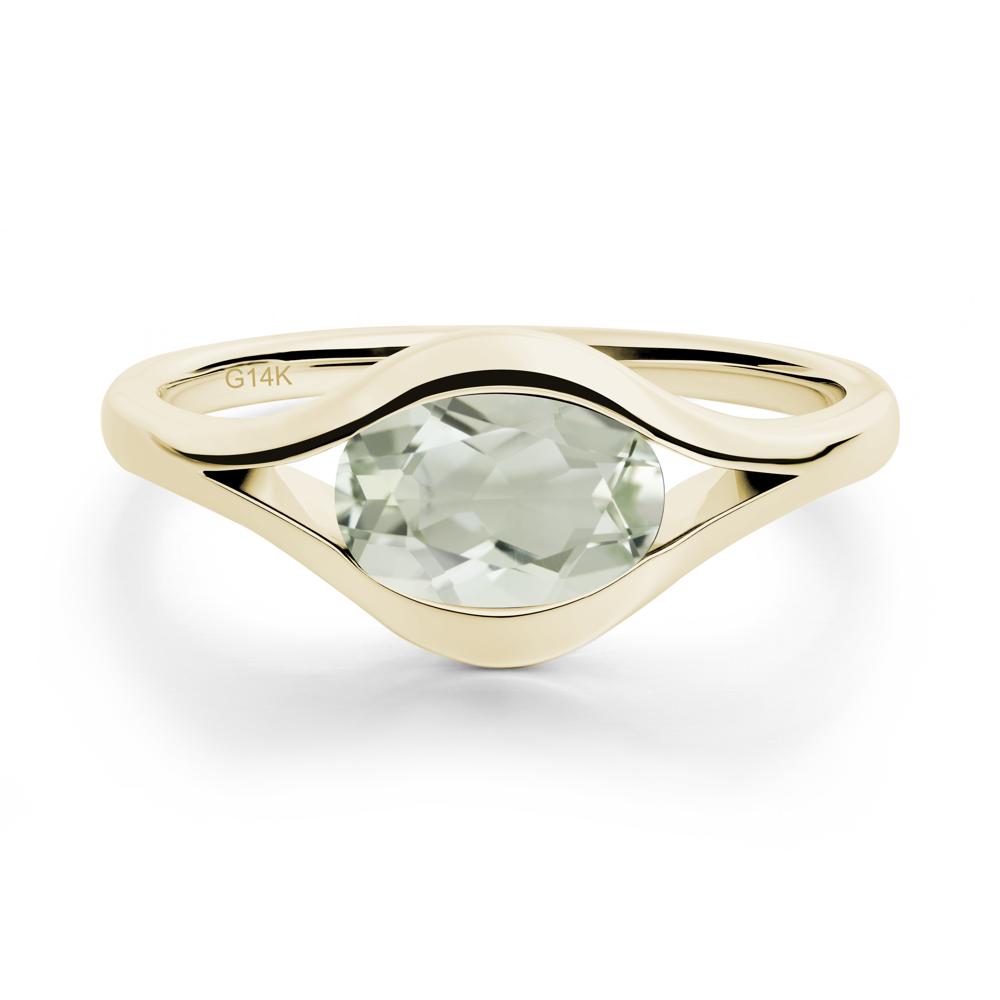 Oval Green Amethyst Evil Eye Ring - LUO Jewelry #metal_14k yellow gold