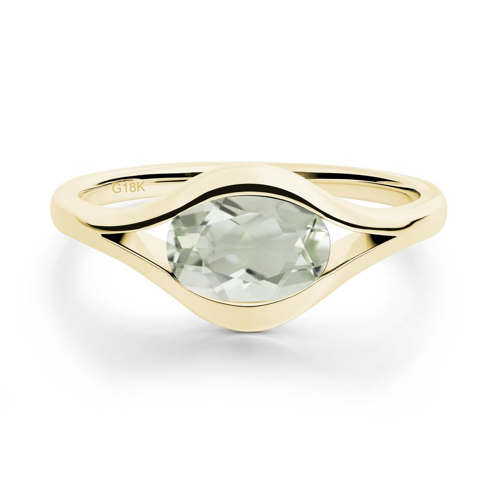 Oval Green Amethyst Evil Eye Ring - LUO Jewelry #metal_18k yellow gold