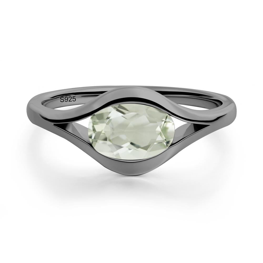 Oval Green Amethyst Evil Eye Ring - LUO Jewelry #metal_black finish sterling silver