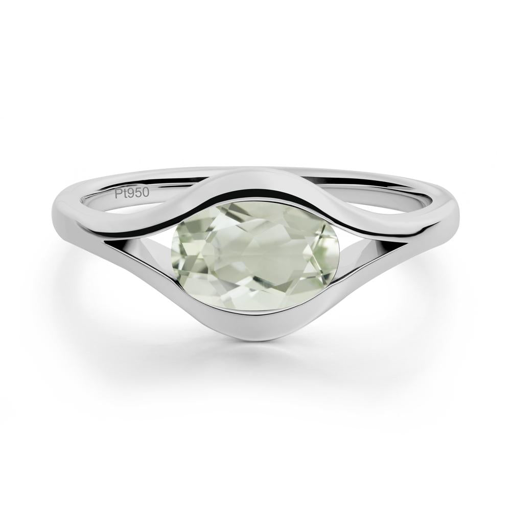 Oval Green Amethyst Evil Eye Ring - LUO Jewelry #metal_platinum