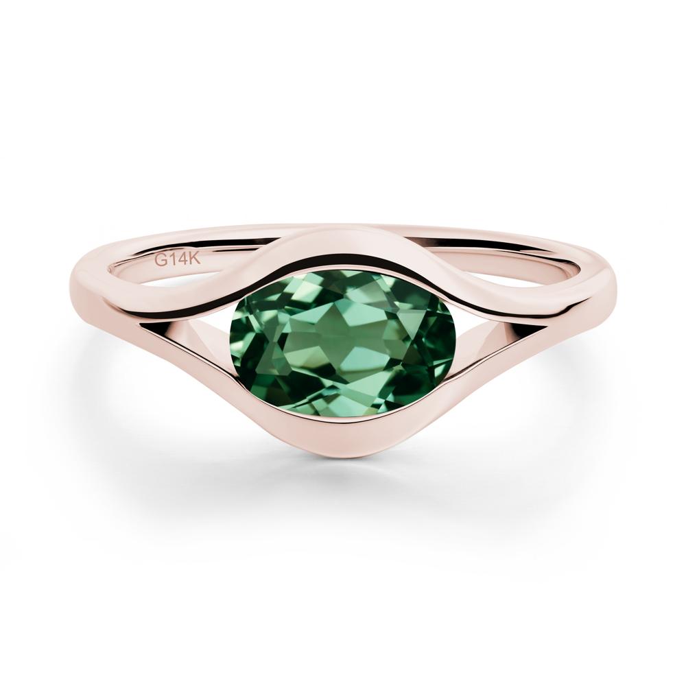 Minimalist Bezel Set Green Sapphire Ring - LUO Jewelry #metal_14k rose gold
