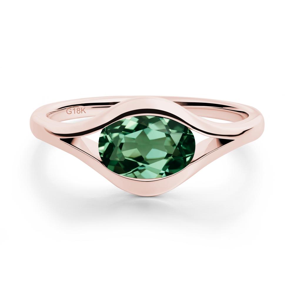 Minimalist Bezel Set Green Sapphire Ring - LUO Jewelry #metal_18k rose gold
