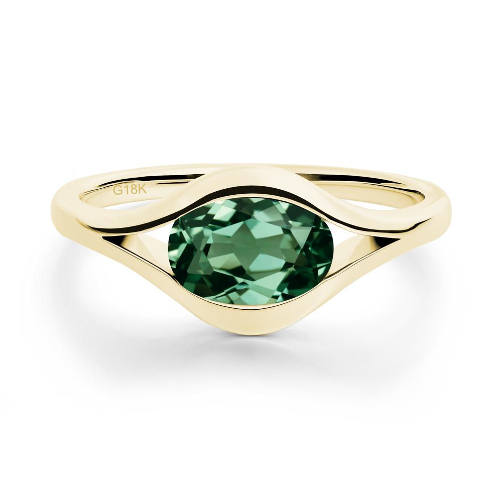 Minimalist Bezel Set Green Sapphire Ring - LUO Jewelry #metal_18k yellow gold
