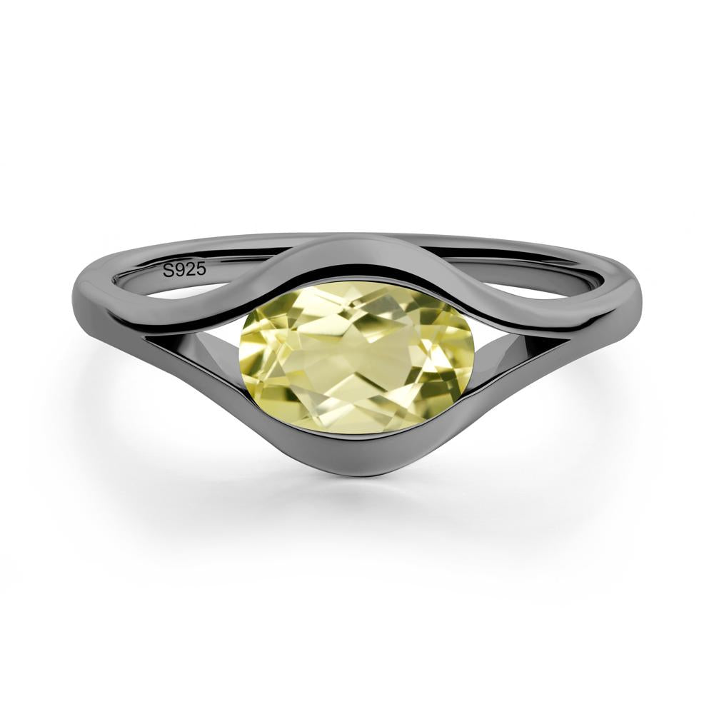 Minimalist Bezel Set Lemon Quartz Ring - LUO Jewelry #metal_black finish sterling silver