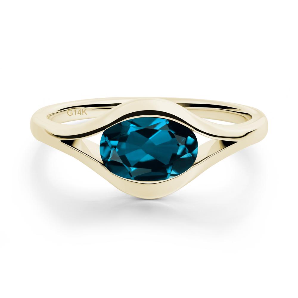 Oval London Blue Topaz Evil Eye Ring - LUO Jewelry #metal_14k yellow gold