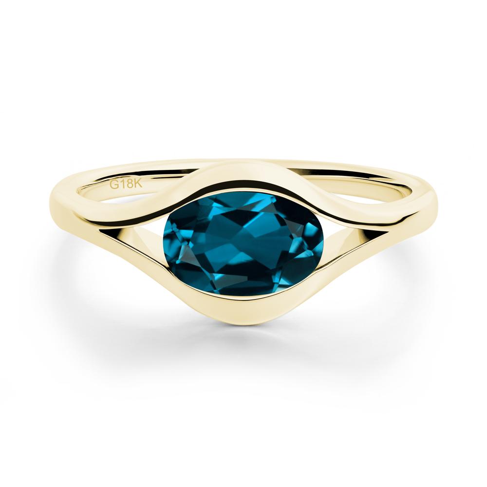 Oval London Blue Topaz Evil Eye Ring - LUO Jewelry #metal_18k yellow gold