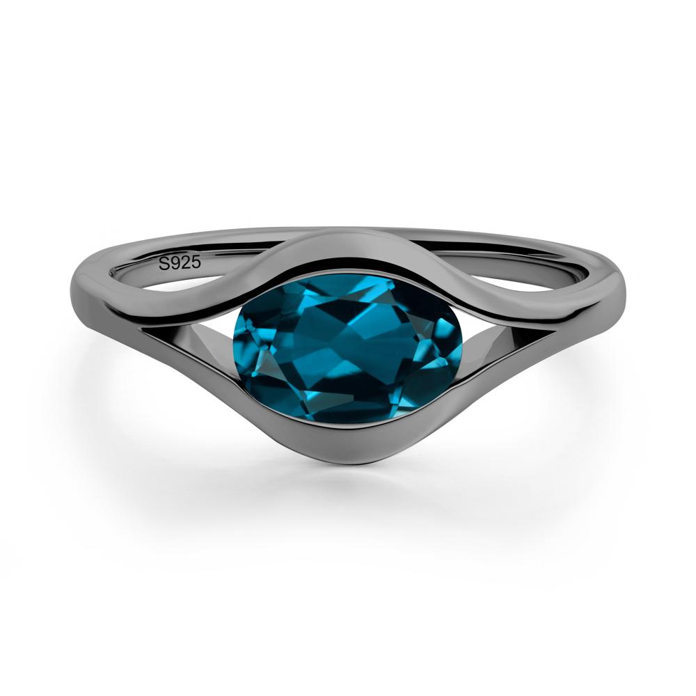 Oval London Blue Topaz Evil Eye Ring - LUO Jewelry #metal_black finish sterling silver