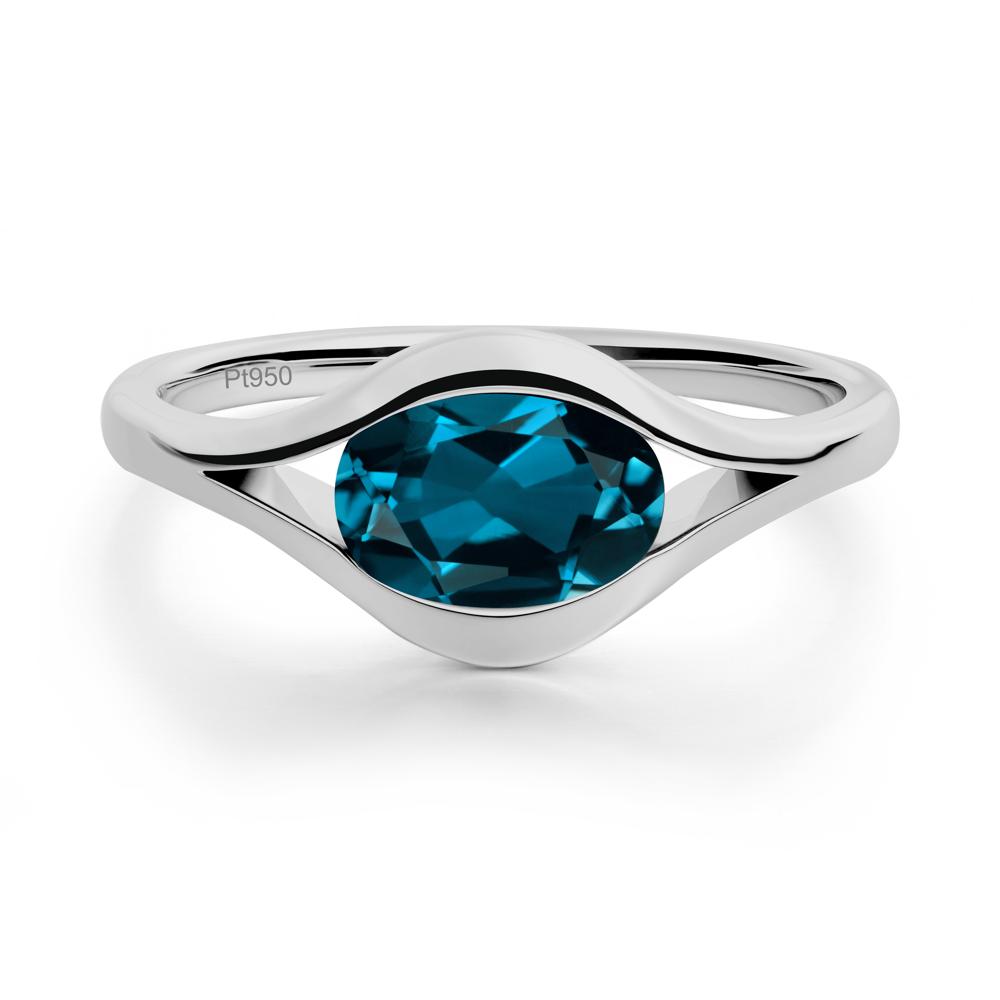Oval London Blue Topaz Evil Eye Ring - LUO Jewelry #metal_platinum