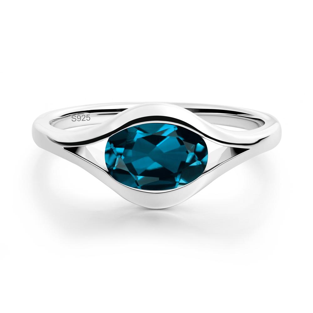 Oval London Blue Topaz Evil Eye Ring - LUO Jewelry #metal_sterling silver