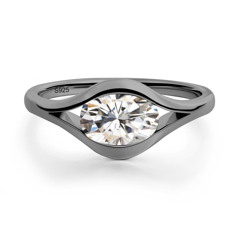 Minimalist Bezel Set Moissanite Ring - LUO Jewelry #metal_black finish sterling silver