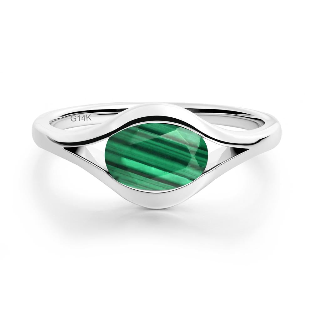 Oval Malachite Evil Eye Ring - LUO Jewelry #metal_14k white gold