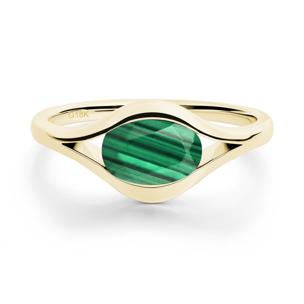 Oval Malachite Evil Eye Ring - LUO Jewelry #metal_18k yellow gold