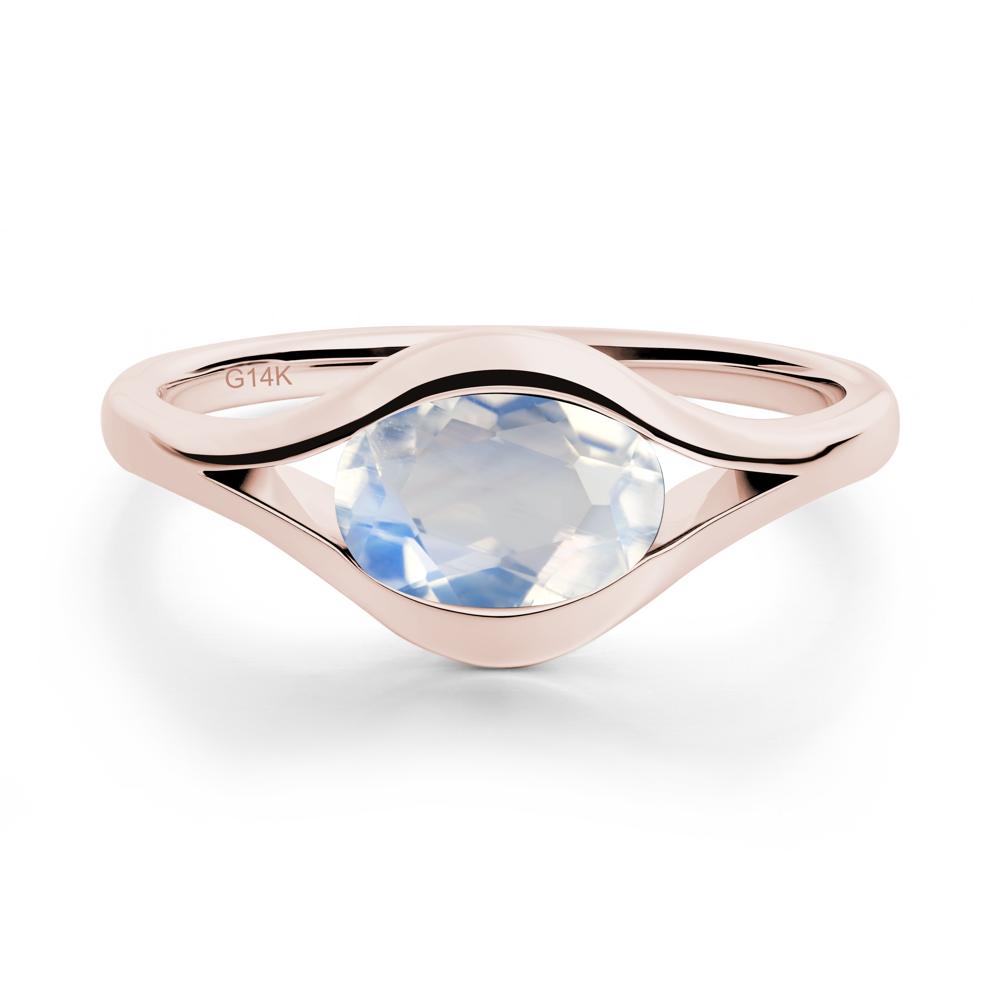 Oval Moonstone Evil Eye Ring - LUO Jewelry #metal_14k rose gold