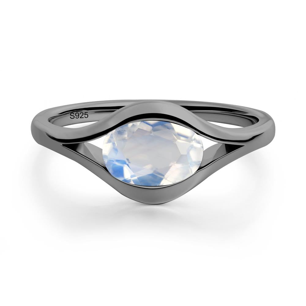 Oval Moonstone Evil Eye Ring - LUO Jewelry #metal_black finish sterling silver