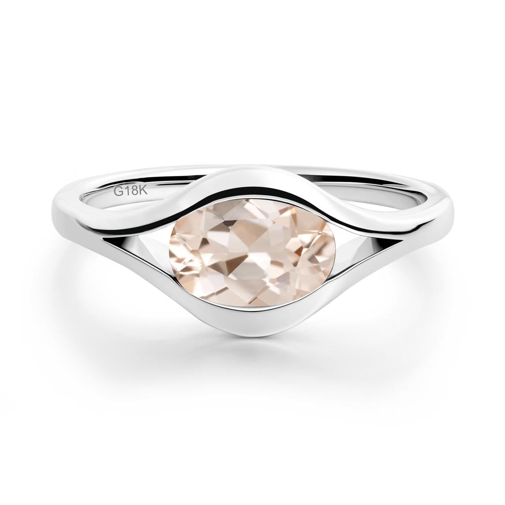 Minimalist Bezel Set Morganite Ring - LUO Jewelry #metal_18k white gold
