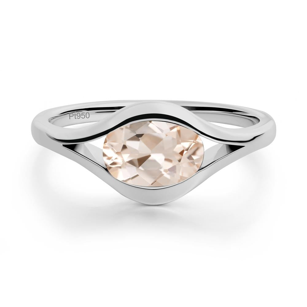 Minimalist Bezel Set Morganite Ring - LUO Jewelry #metal_platinum