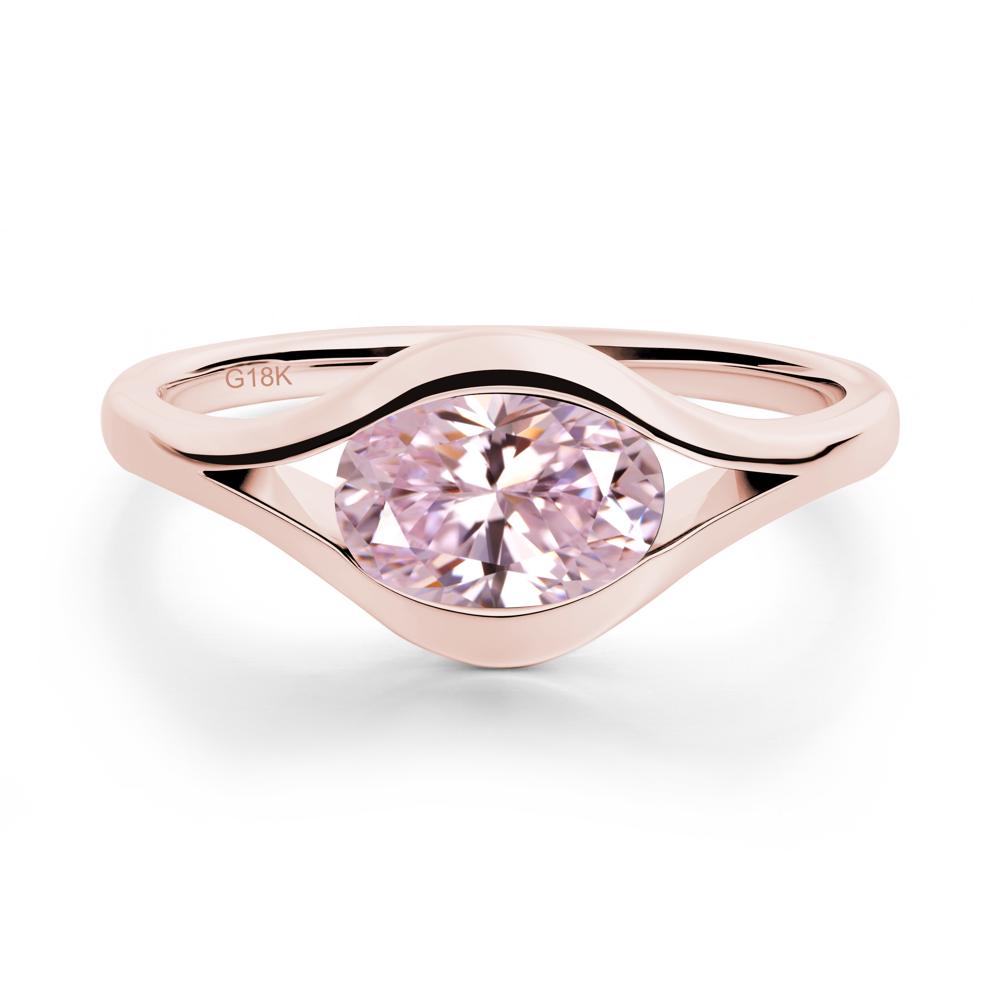 Oval Pink Cubic Zirconia Evil Eye Ring - LUO Jewelry #metal_18k rose gold