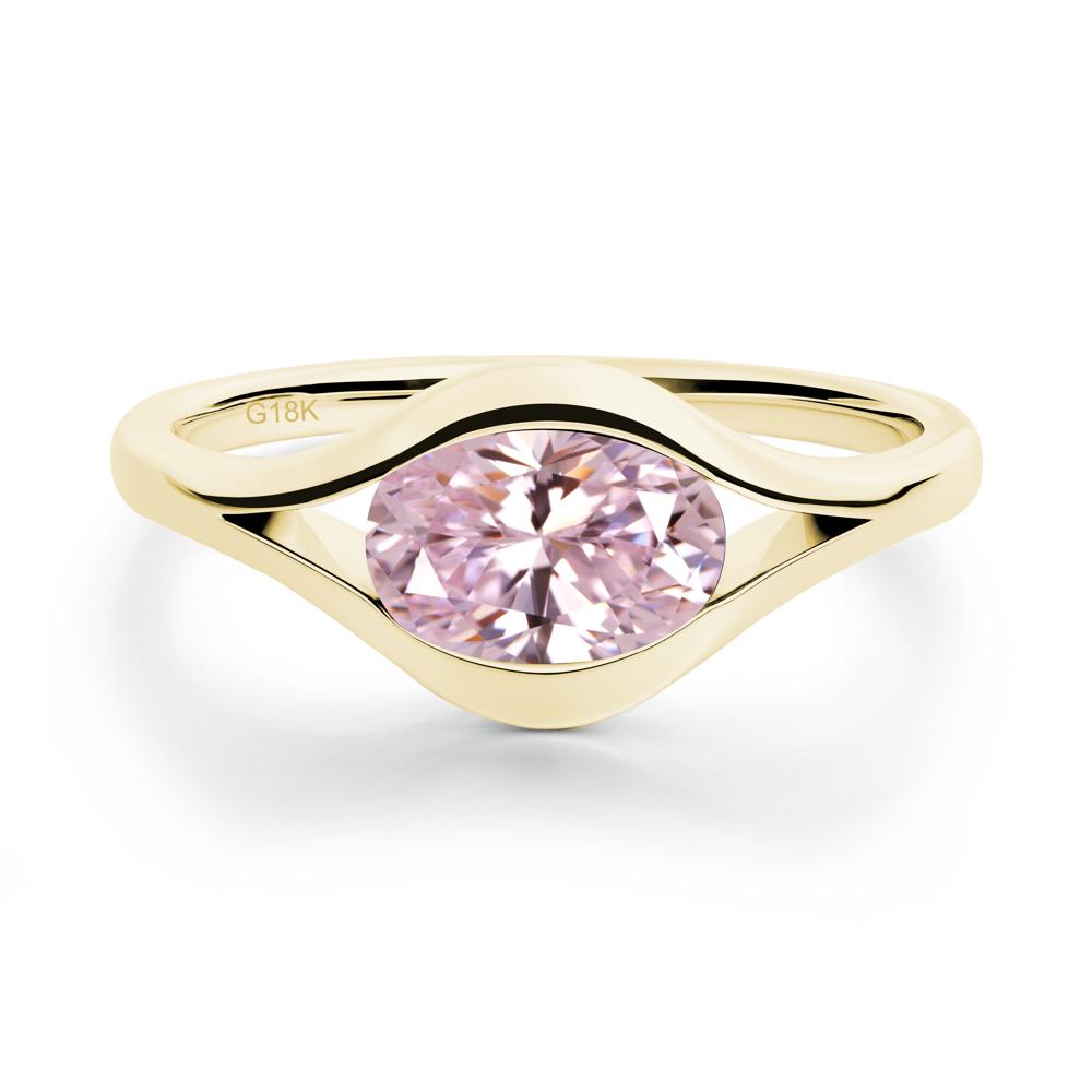 Oval Pink Cubic Zirconia Evil Eye Ring - LUO Jewelry #metal_18k yellow gold