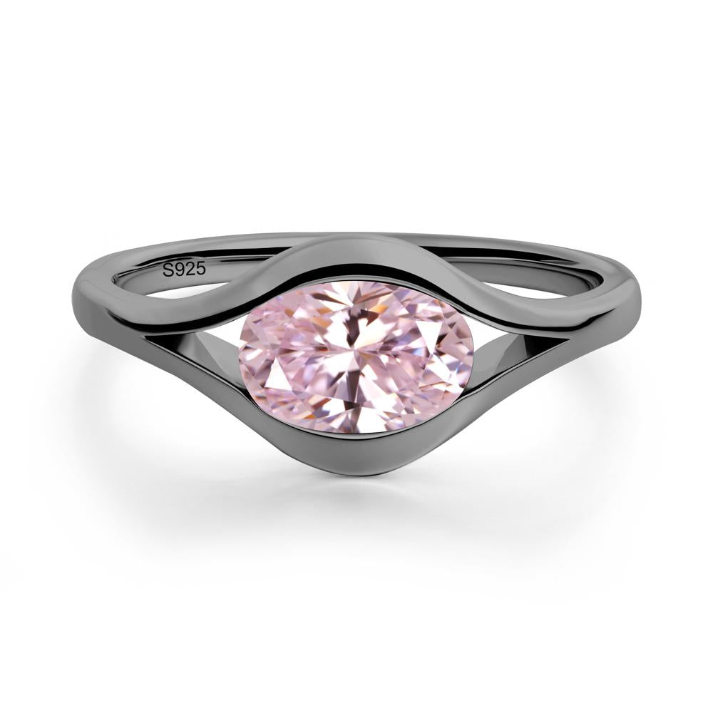 Oval Pink Cubic Zirconia Evil Eye Ring - LUO Jewelry #metal_black finish sterling silver