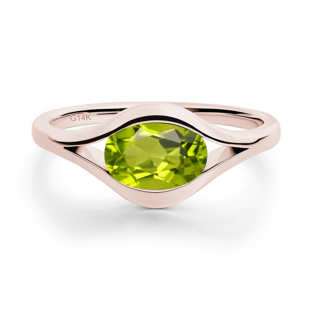 Oval Peridot Evil Eye Ring - LUO Jewelry #metal_14k rose gold