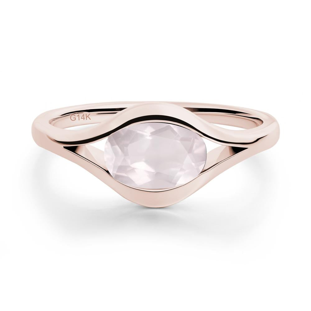 Oval Rose Quartz Evil Eye Ring - LUO Jewelry #metal_14k rose gold