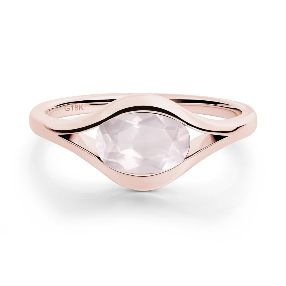 Oval Rose Quartz Evil Eye Ring - LUO Jewelry #metal_18k rose gold