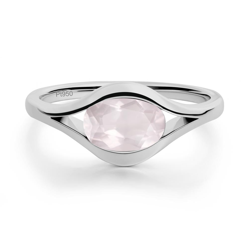 Oval Rose Quartz Evil Eye Ring - LUO Jewelry #metal_platinum