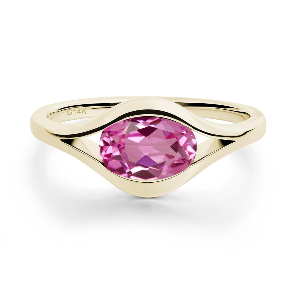 Minimalist Bezel Set Pink Sapphire Ring - LUO Jewelry #metal_14k yellow gold