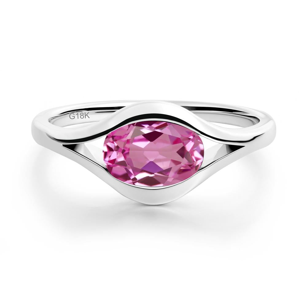Minimalist Bezel Set Pink Sapphire Ring - LUO Jewelry #metal_18k white gold