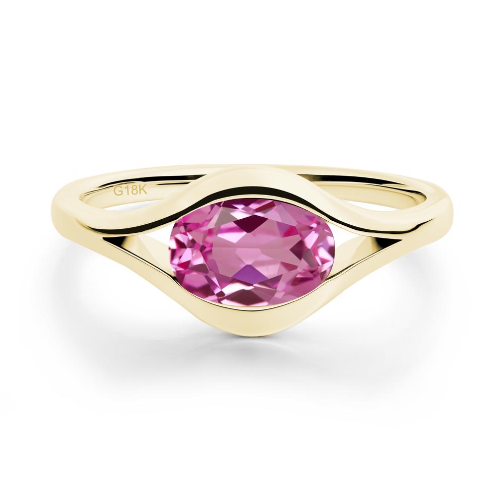 Minimalist Bezel Set Pink Sapphire Ring - LUO Jewelry #metal_18k yellow gold