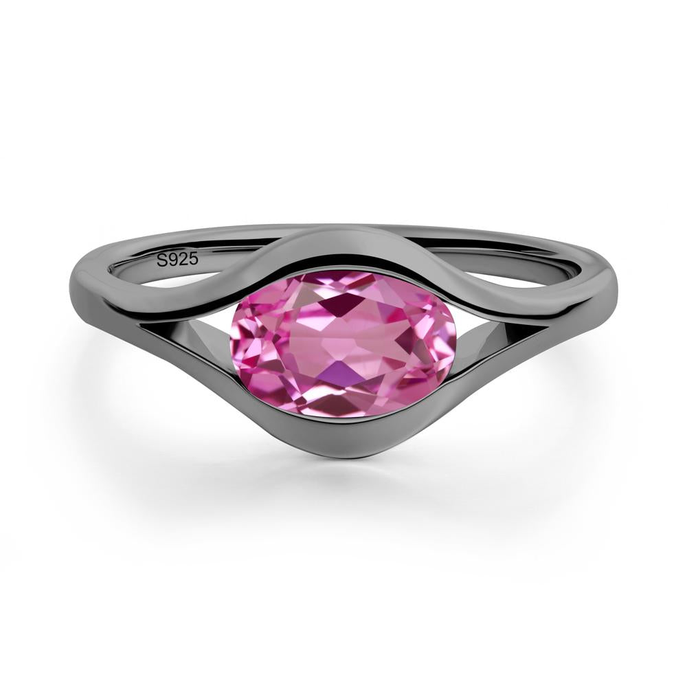 Minimalist Bezel Set Pink Sapphire Ring - LUO Jewelry #metal_black finish sterling silver