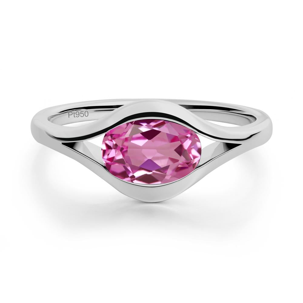 Minimalist Bezel Set Pink Sapphire Ring - LUO Jewelry #metal_platinum