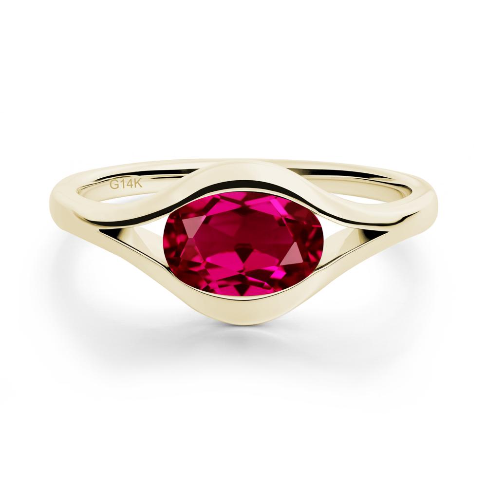 Oval Ruby Evil Eye Ring - LUO Jewelry #metal_14k yellow gold