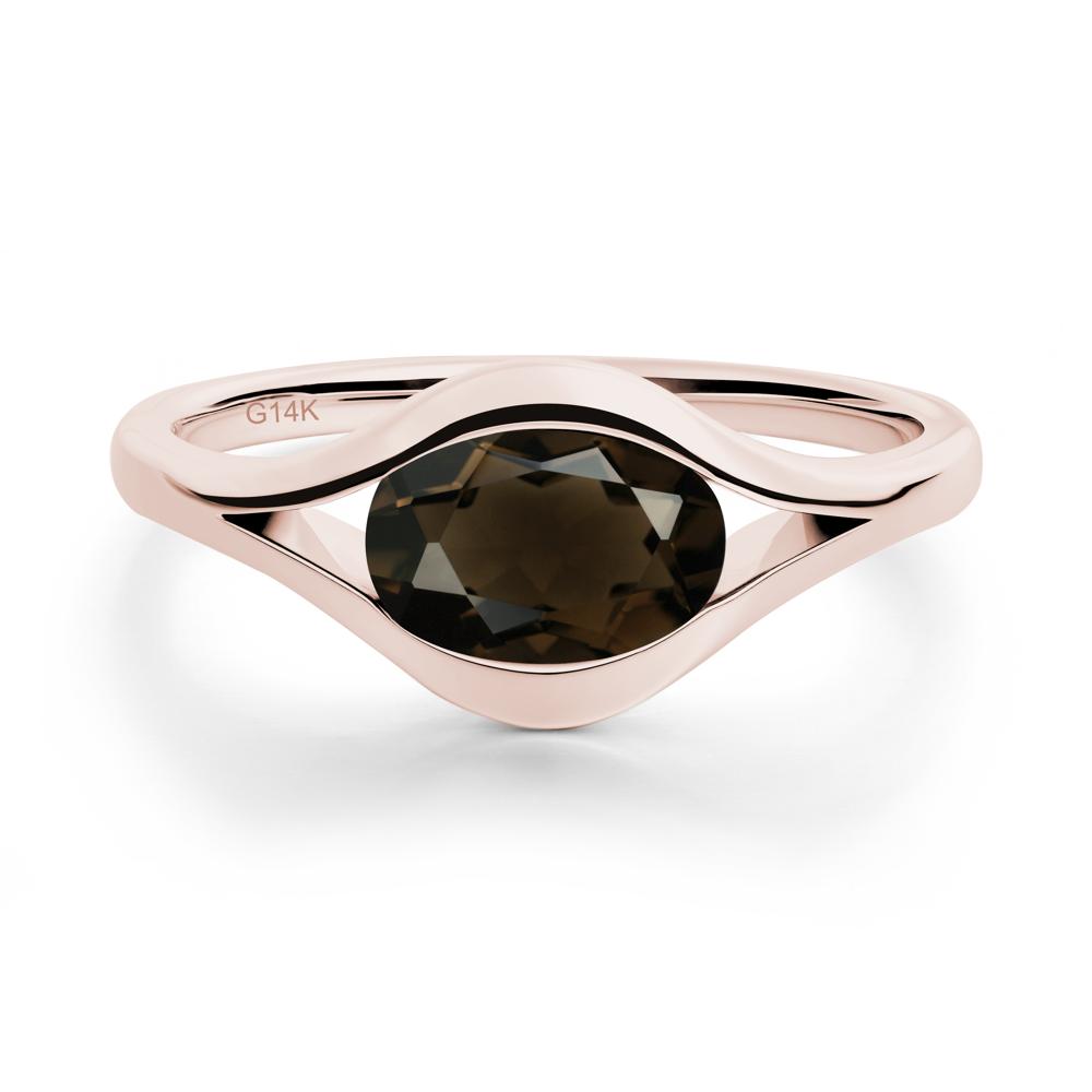 Oval Smoky Quartz Evil Eye Ring - LUO Jewelry #metal_14k rose gold