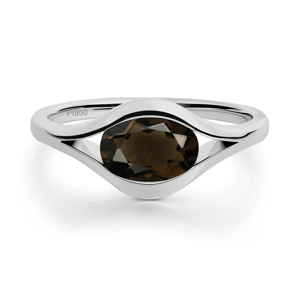 Oval Smoky Quartz Evil Eye Ring - LUO Jewelry #metal_platinum