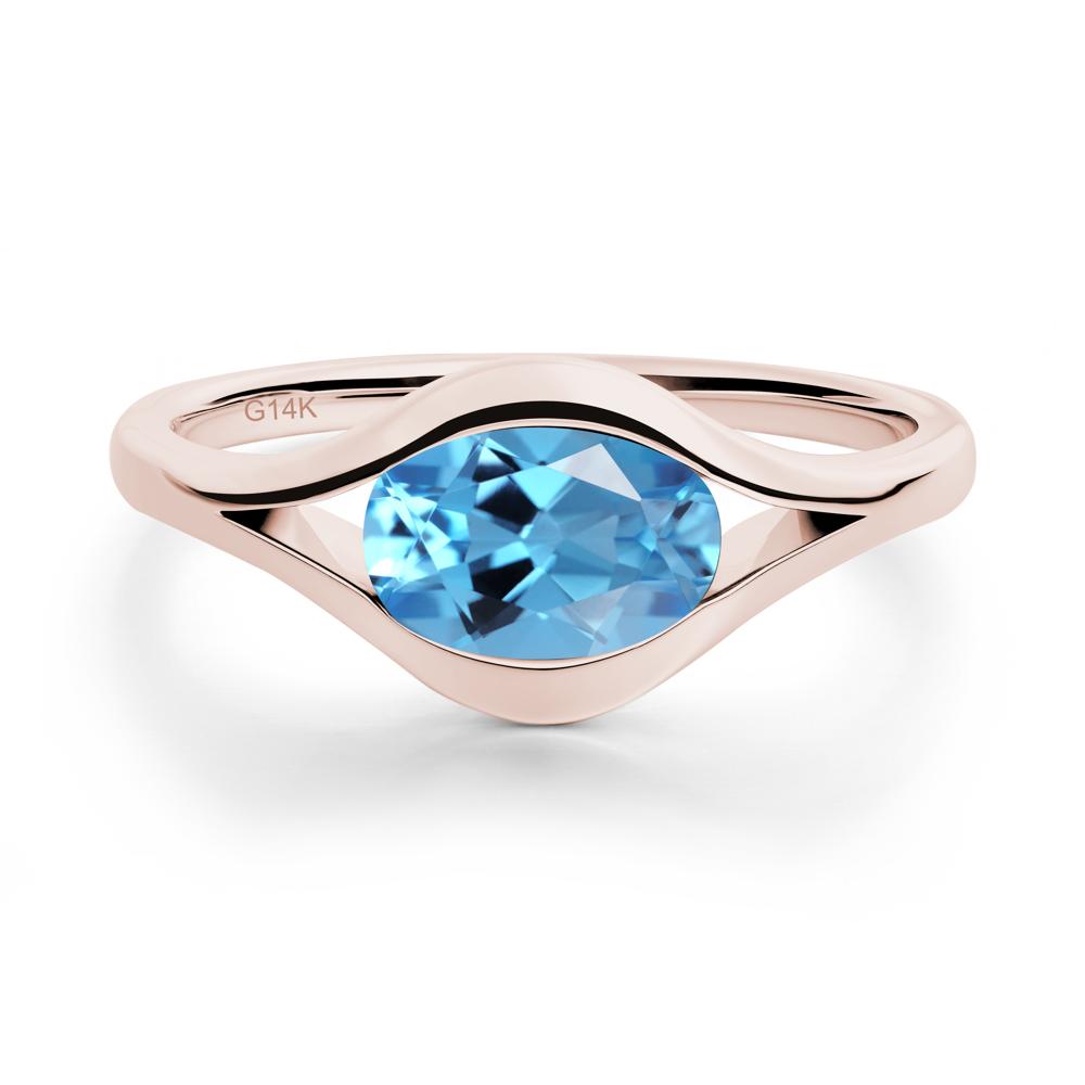 Minimalist Bezel Set Swiss Blue Topaz Ring - LUO Jewelry #metal_14k rose gold