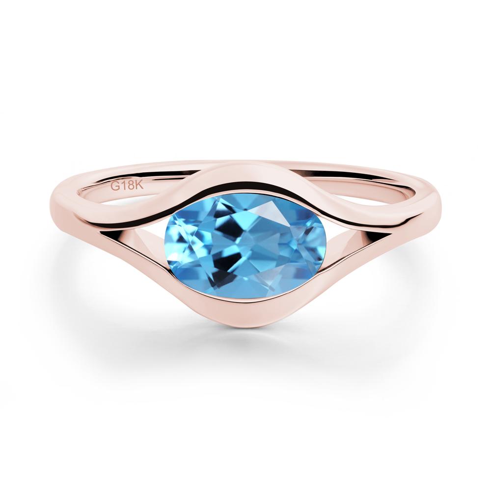 Minimalist Bezel Set Swiss Blue Topaz Ring - LUO Jewelry #metal_18k rose gold