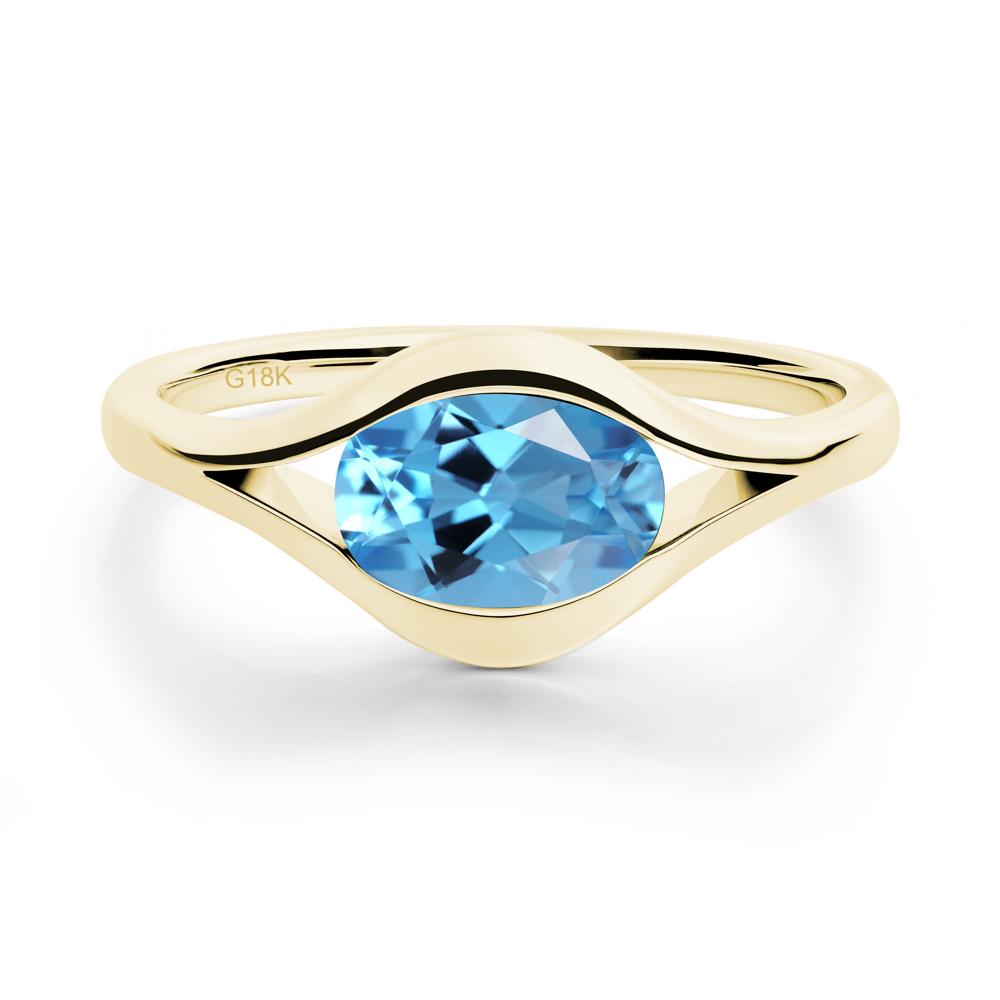 Minimalist Bezel Set Swiss Blue Topaz Ring - LUO Jewelry #metal_18k yellow gold