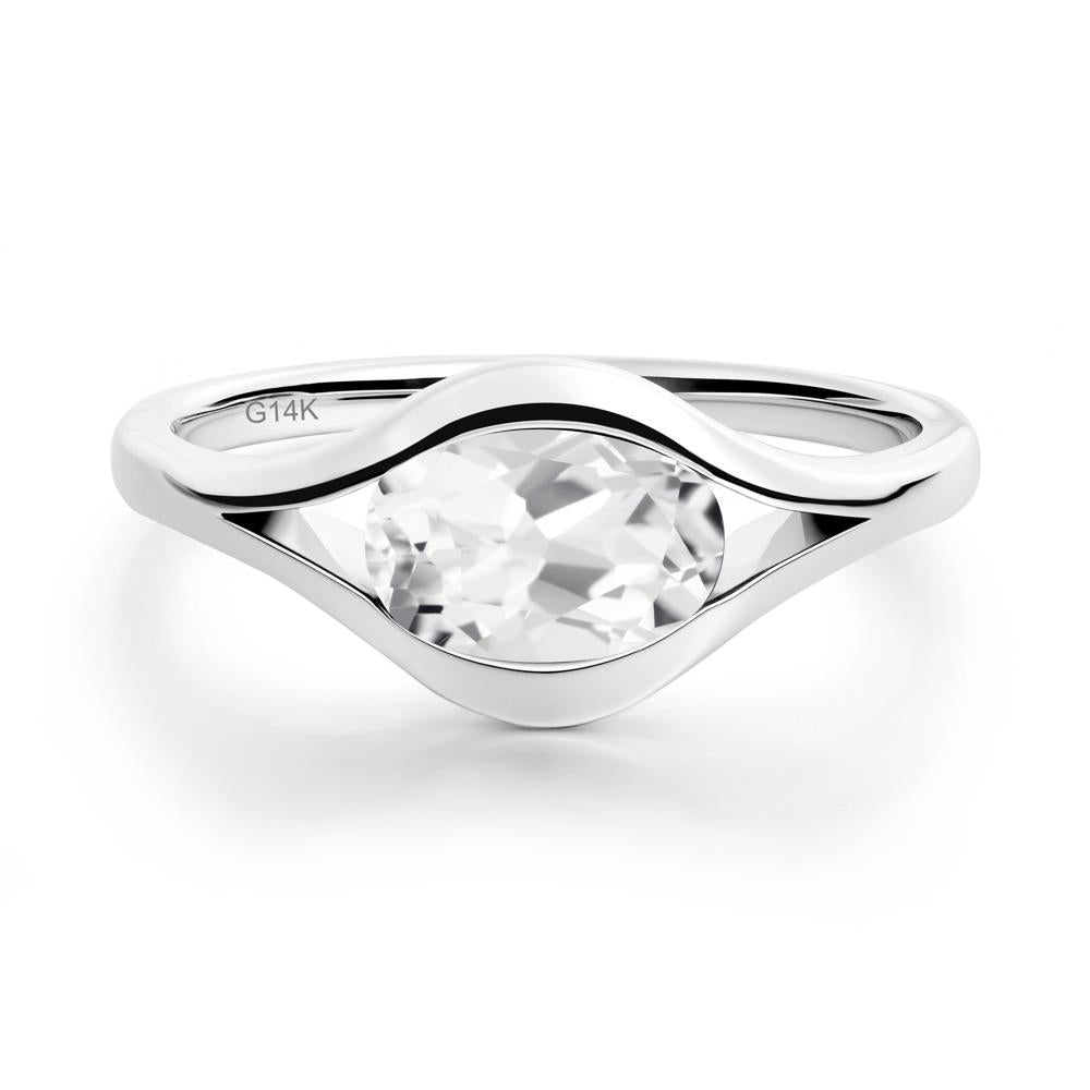 Minimalist Bezel Set White Topaz Ring - LUO Jewelry #metal_14k white gold