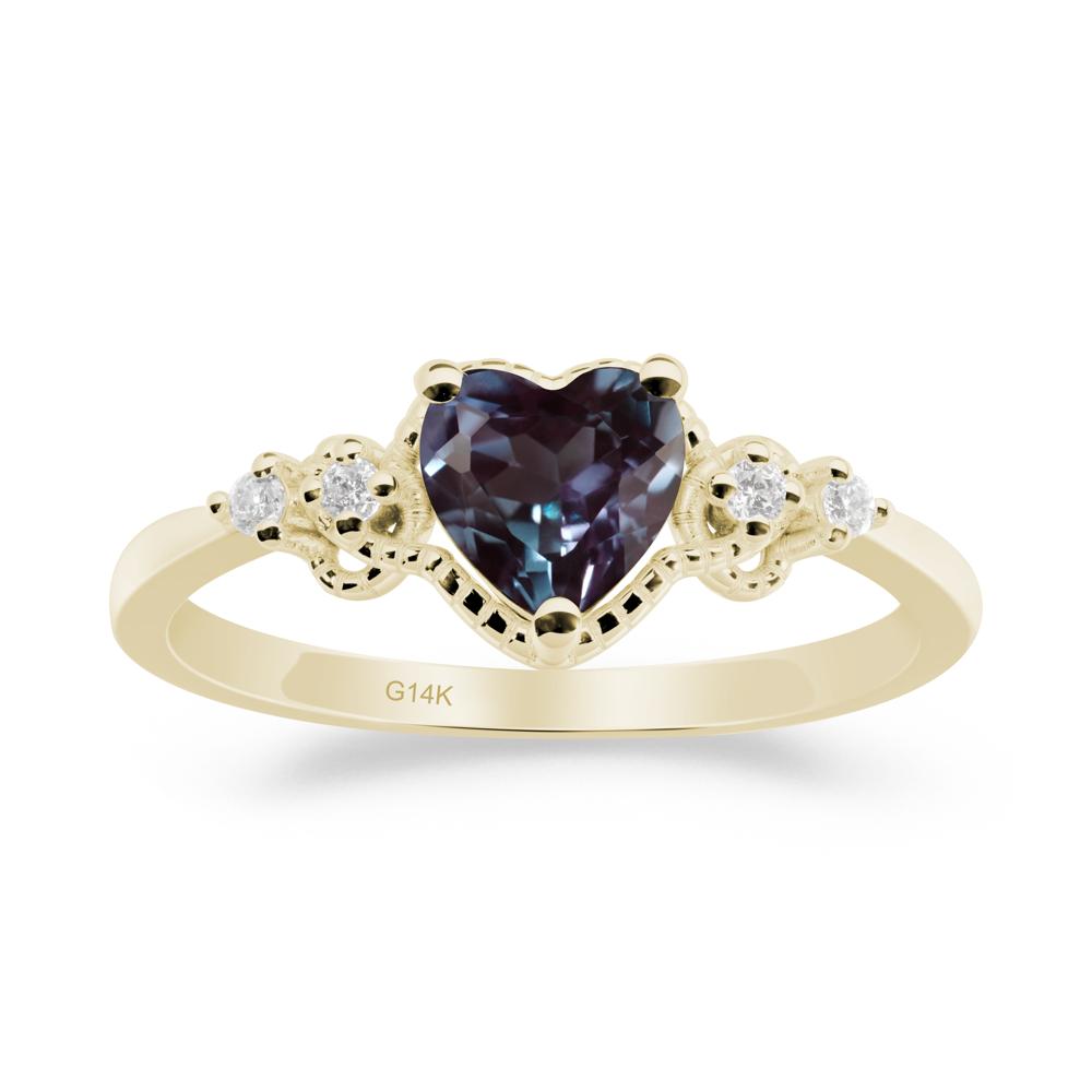 Creative Heart Shaped Alexandrite Ring - LUO Jewelry #metal_14k yellow gold
