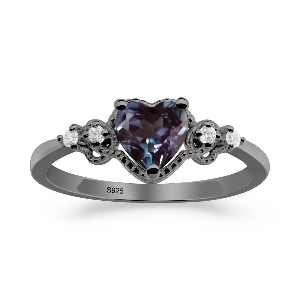 Creative Heart Shaped Alexandrite Ring - LUO Jewelry #metal_black finish sterling silver