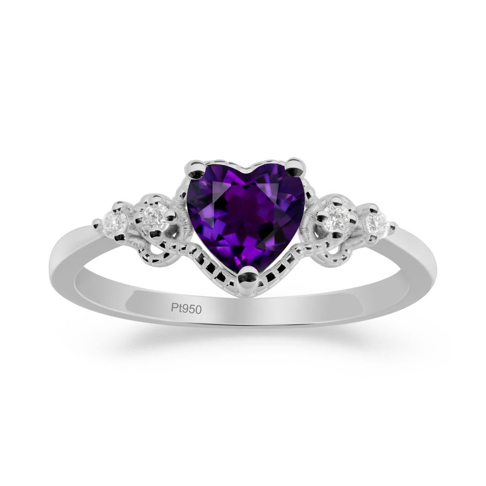 Creative Heart Shaped Amethyst Ring - LUO Jewelry #metal_platinum