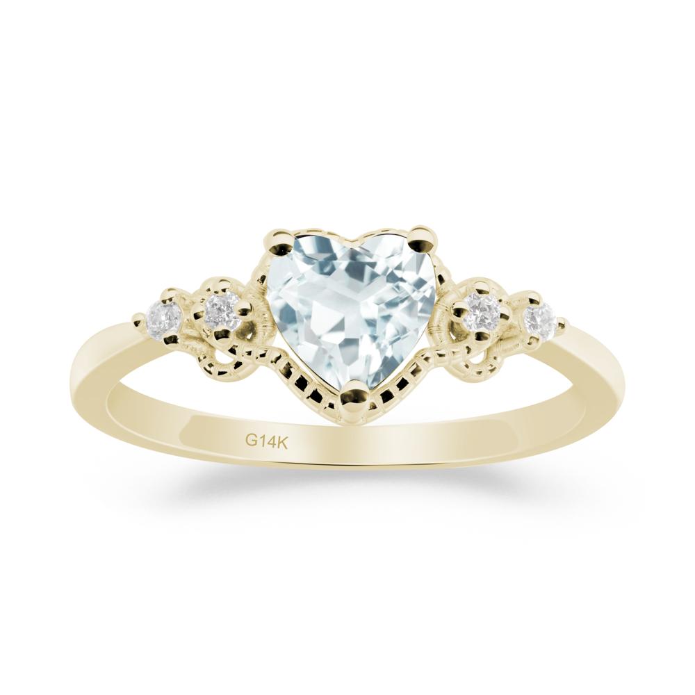 Aquamarine Ring with Milgrain Halo - LUO Jewelry #metal_14k yellow gold