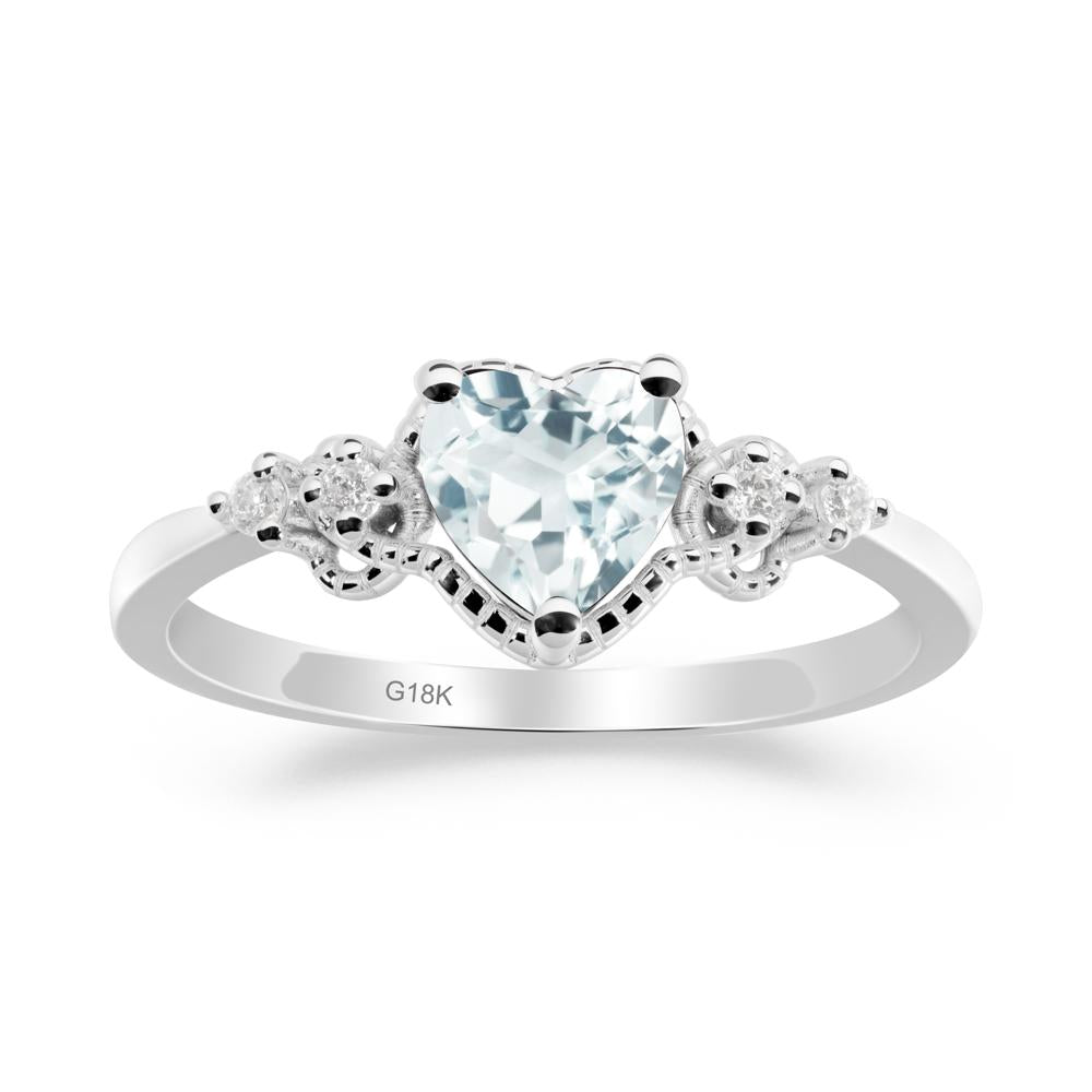 Aquamarine Ring with Milgrain Halo - LUO Jewelry #metal_18k white gold