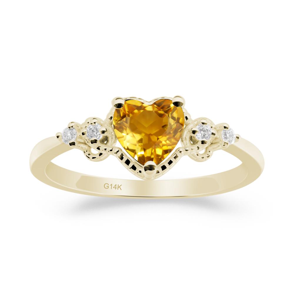 Citrine Ring with Milgrain Halo - LUO Jewelry #metal_14k yellow gold