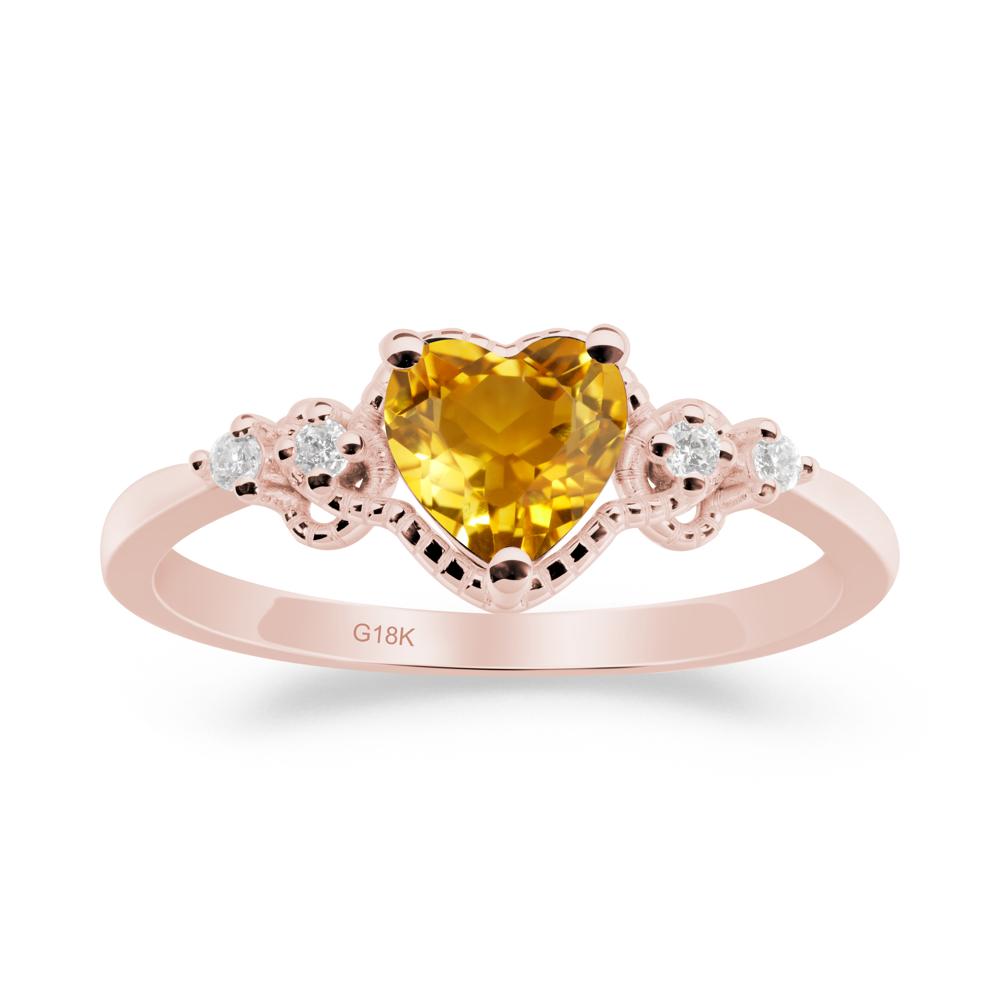 Citrine Ring with Milgrain Halo - LUO Jewelry #metal_18k rose gold