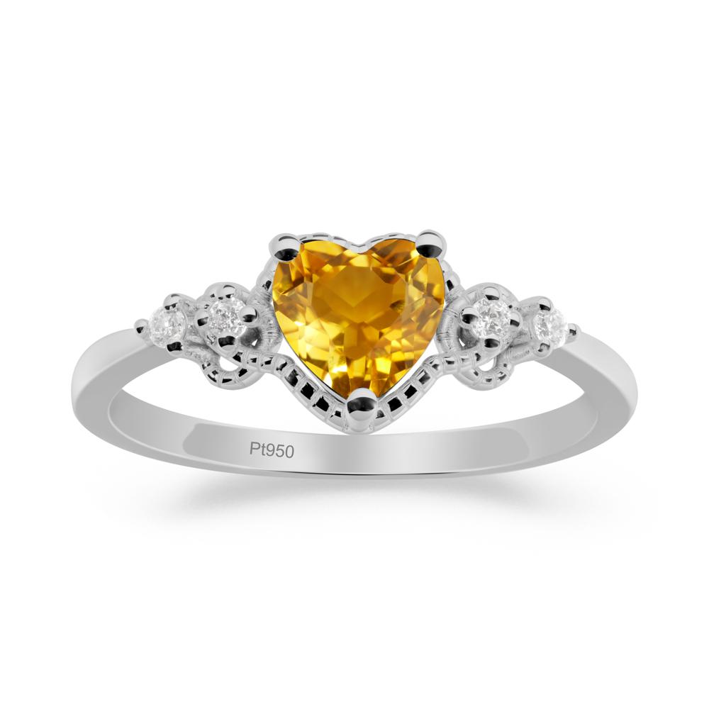 Citrine Ring with Milgrain Halo - LUO Jewelry #metal_platinum