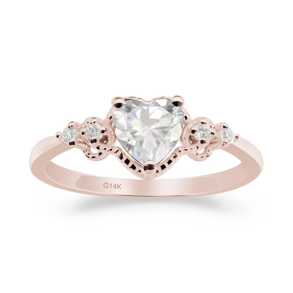 Cubic Zirconia Ring with Milgrain Halo - LUO Jewelry #metal_14k rose gold